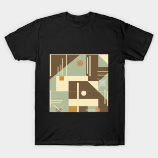 Earthy Tones in Abstract Shapes: Vintage-Inspired Geometric Design. T-Shirt